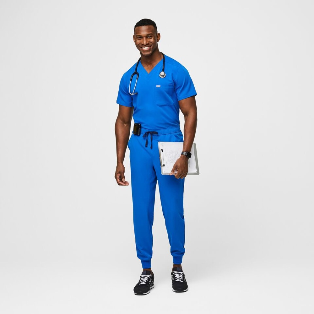 Bundle: Figs scrubs in royal blue top size M x3 & bottom joggers size M reg x3